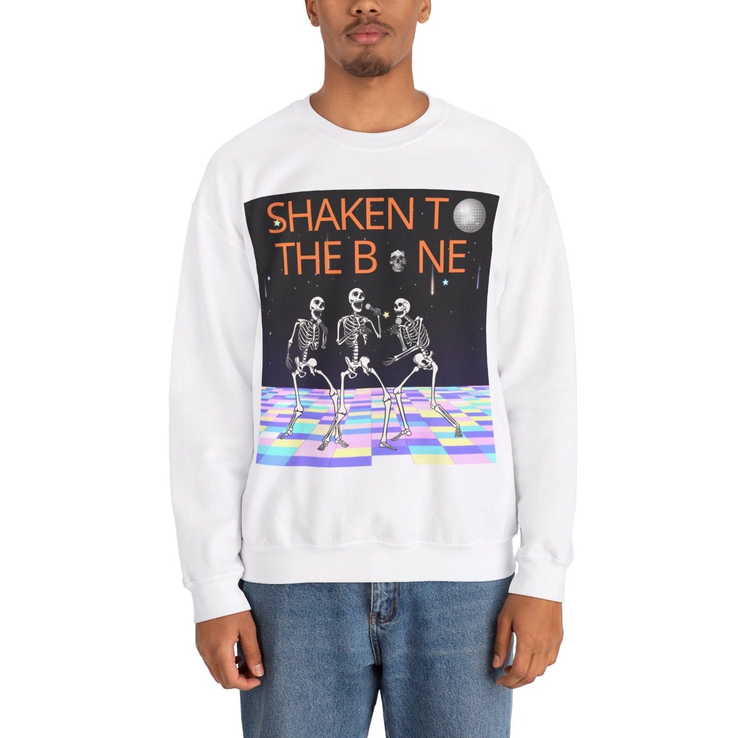 Skeleton Party Crewneck Sweatshirt - Festive Halloween Dance Floor Unisex Heavy Blend