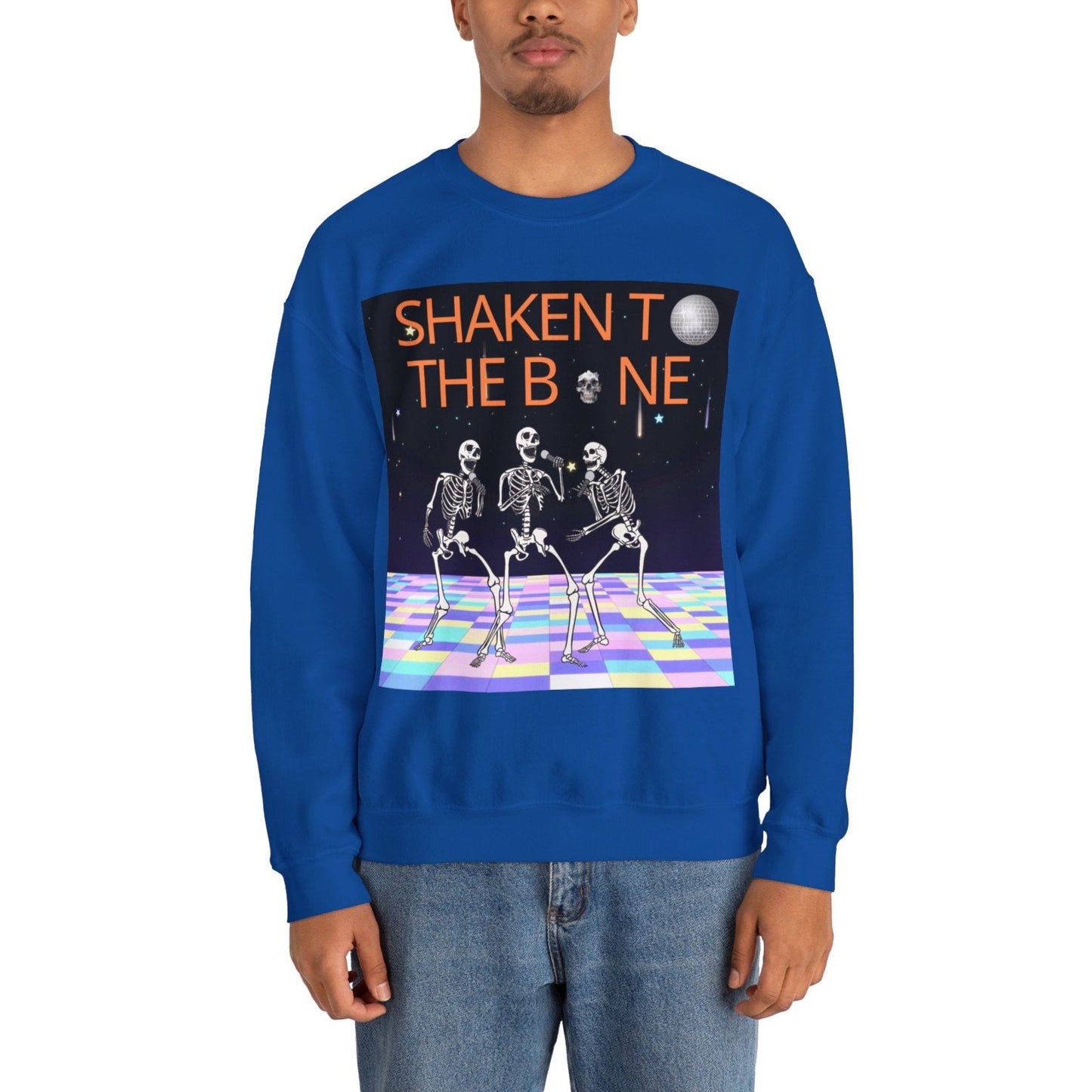 Skeleton Party Crewneck Sweatshirt - Festive Halloween Dance Floor Unisex Heavy Blend