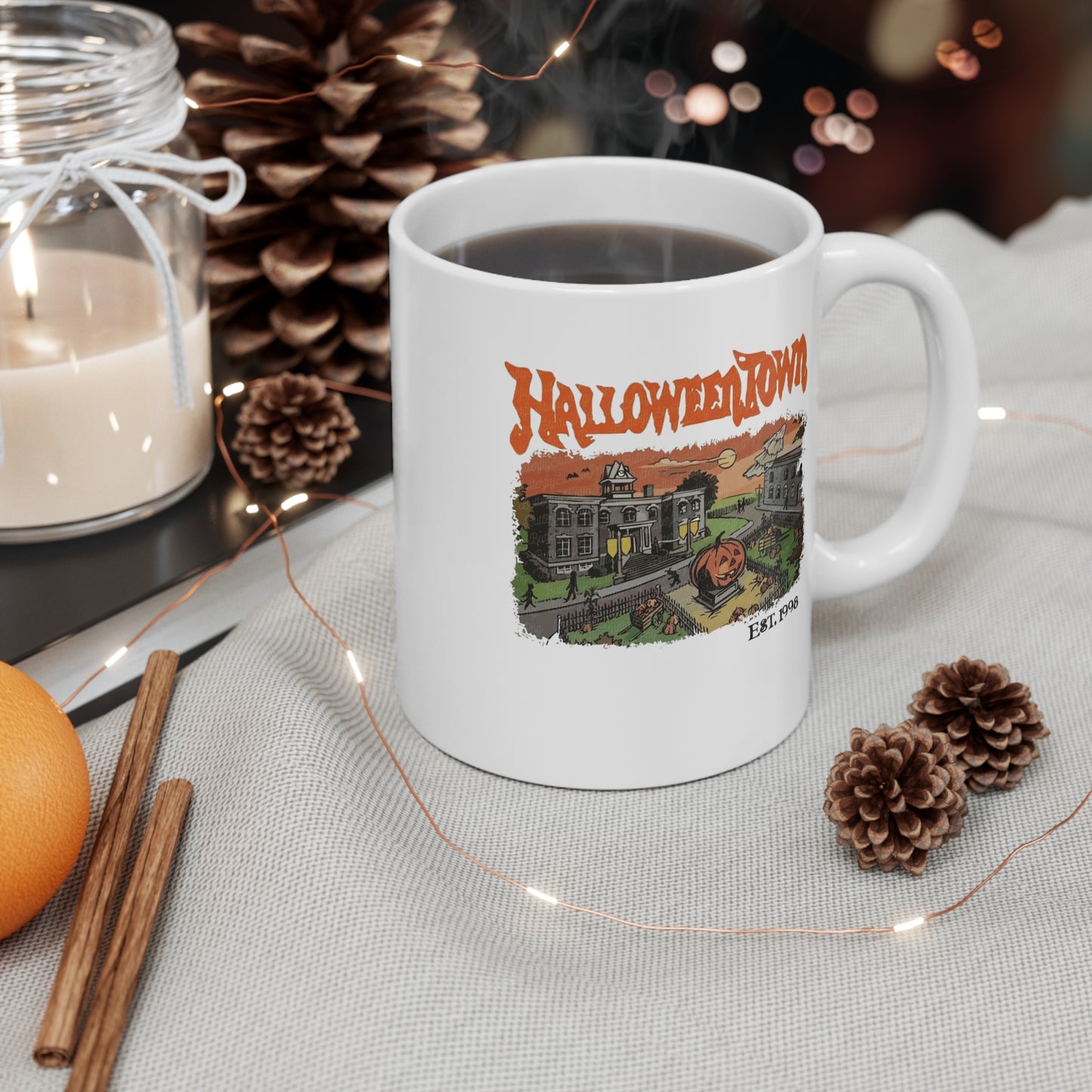 Mug 11oz HalloweenTown Festive White Mug for Halloween