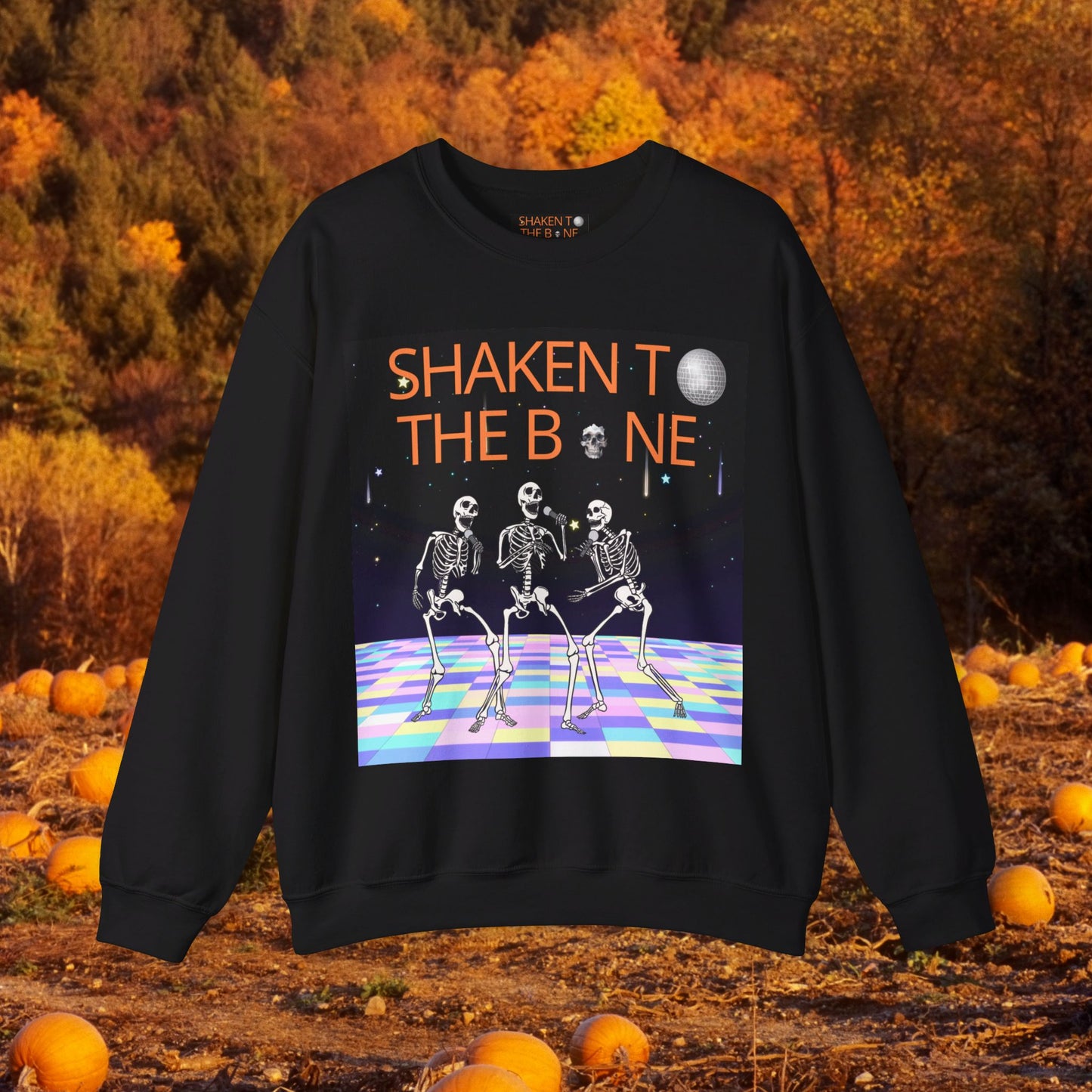 Skeleton Party Crewneck Sweatshirt - Festive Halloween Dance Floor Unisex Heavy Blend