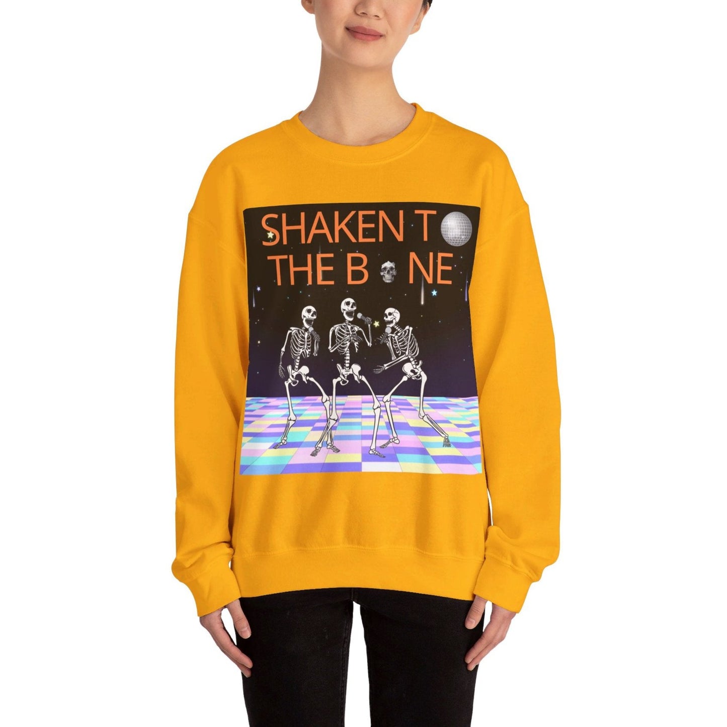 Skeleton Party Crewneck Sweatshirt - Festive Halloween Dance Floor Unisex Heavy Blend