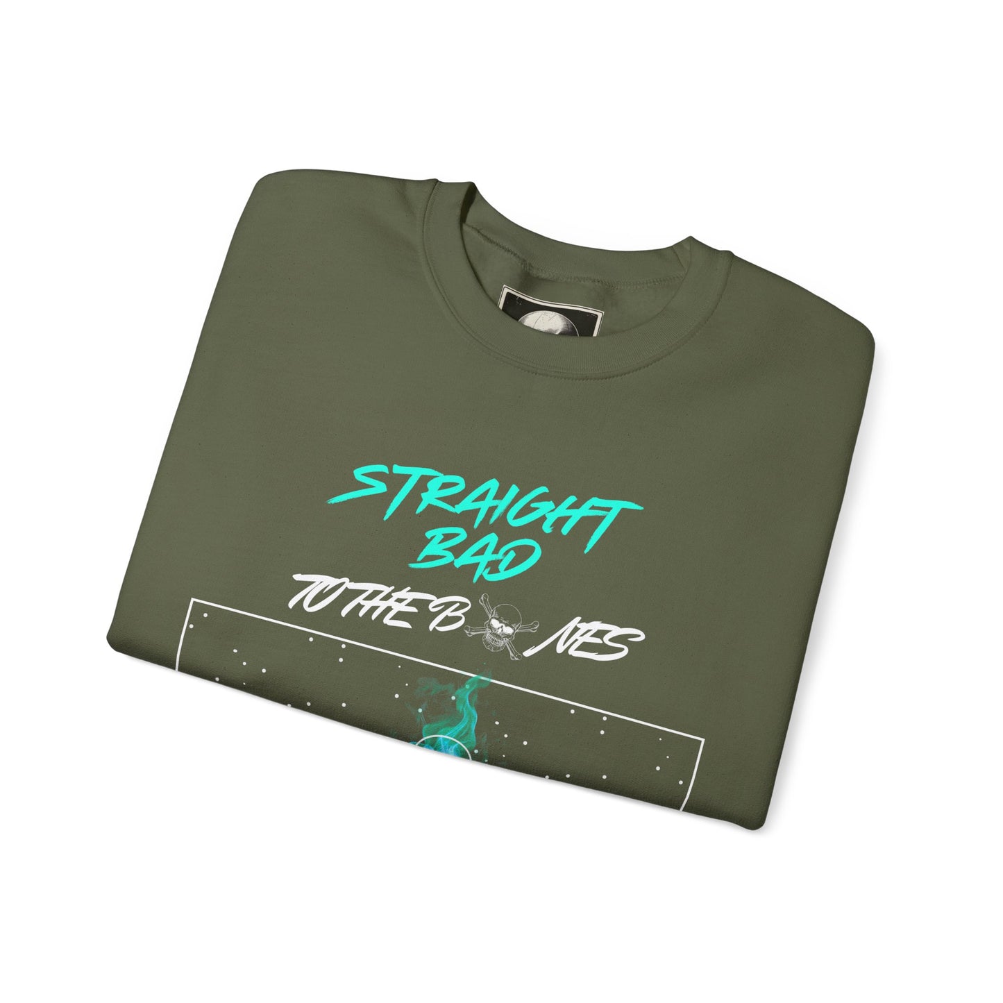 Straight Bad To The Bones Crewneck Sweatshirt-Cyan