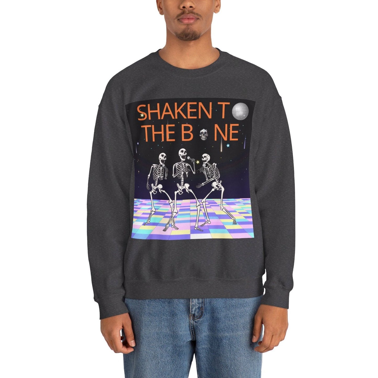 Skeleton Party Crewneck Sweatshirt - Festive Halloween Dance Floor Unisex Heavy Blend