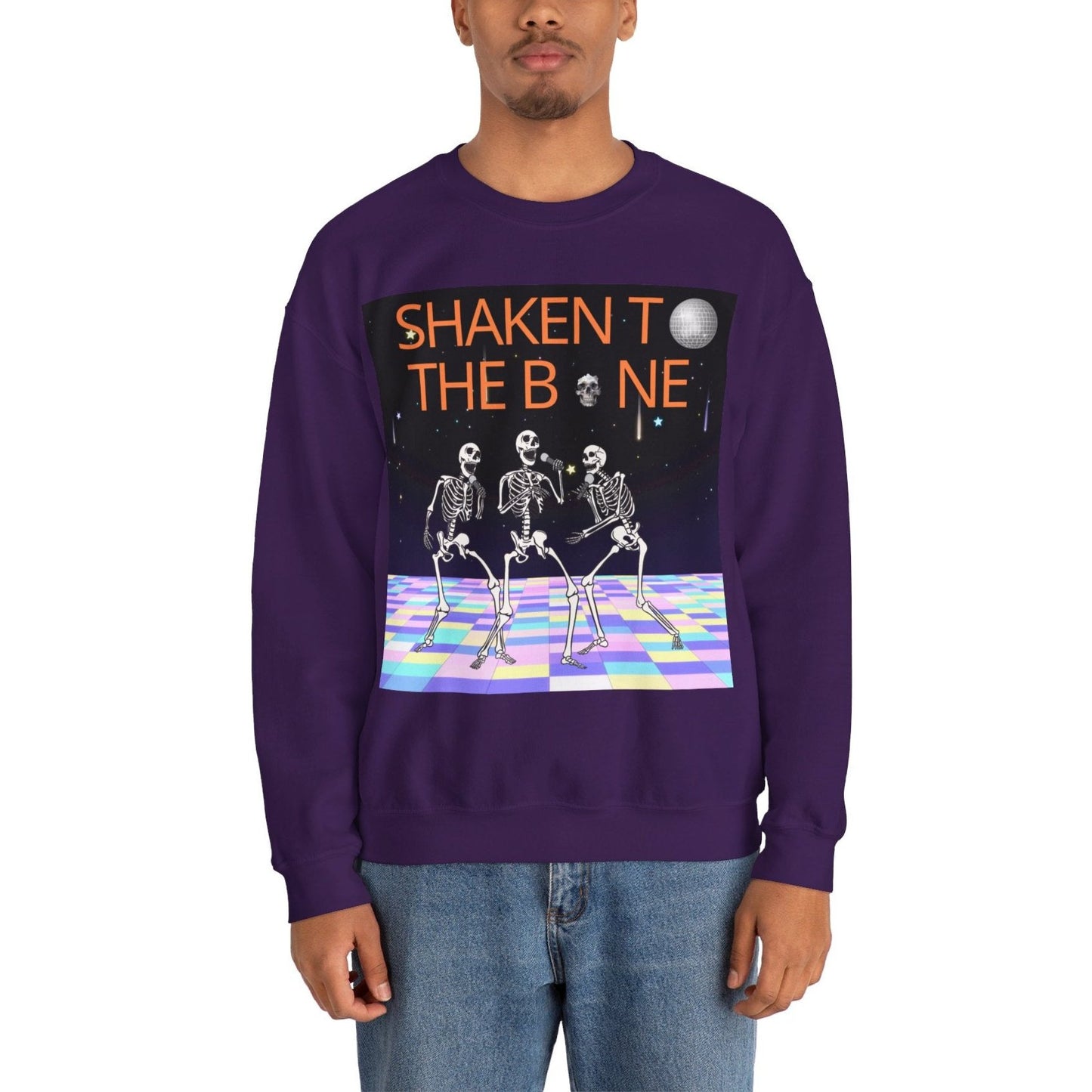 Skeleton Party Crewneck Sweatshirt - Festive Halloween Dance Floor Unisex Heavy Blend