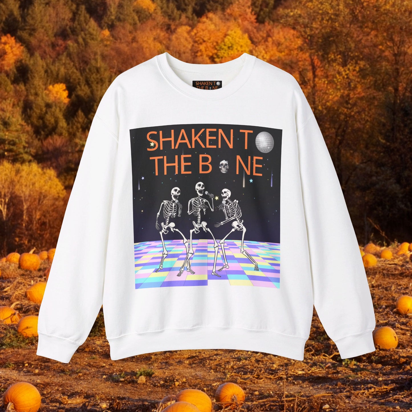 Skeleton Party Crewneck Sweatshirt - Festive Halloween Dance Floor Unisex Heavy Blend