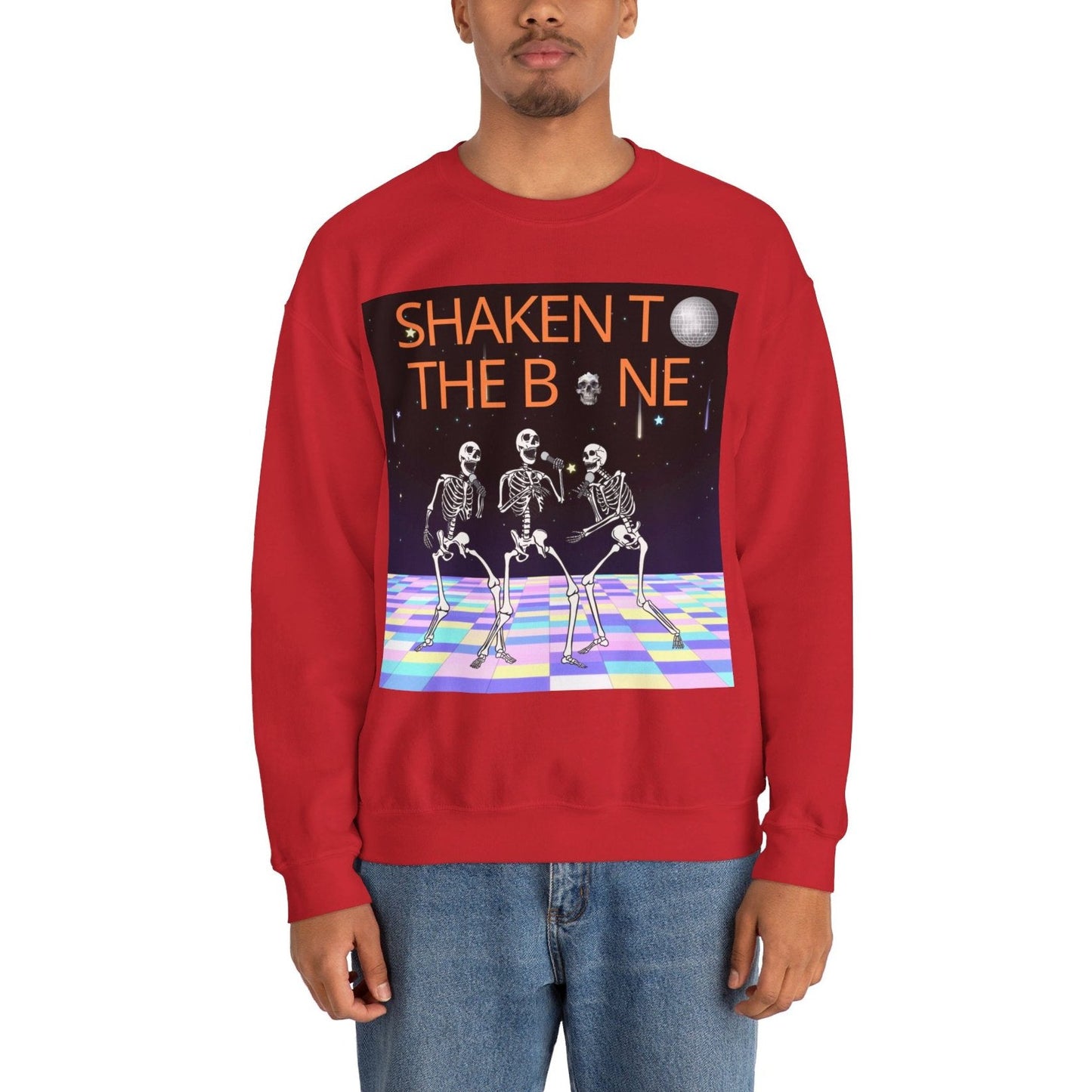 Skeleton Party Crewneck Sweatshirt - Festive Halloween Dance Floor Unisex Heavy Blend