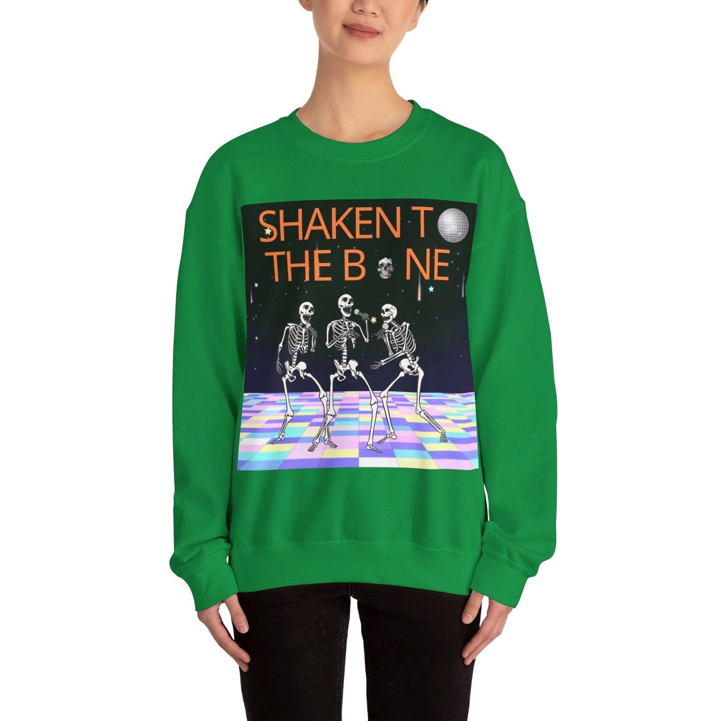 Skeleton Party Crewneck Sweatshirt - Festive Halloween Dance Floor Unisex Heavy Blend