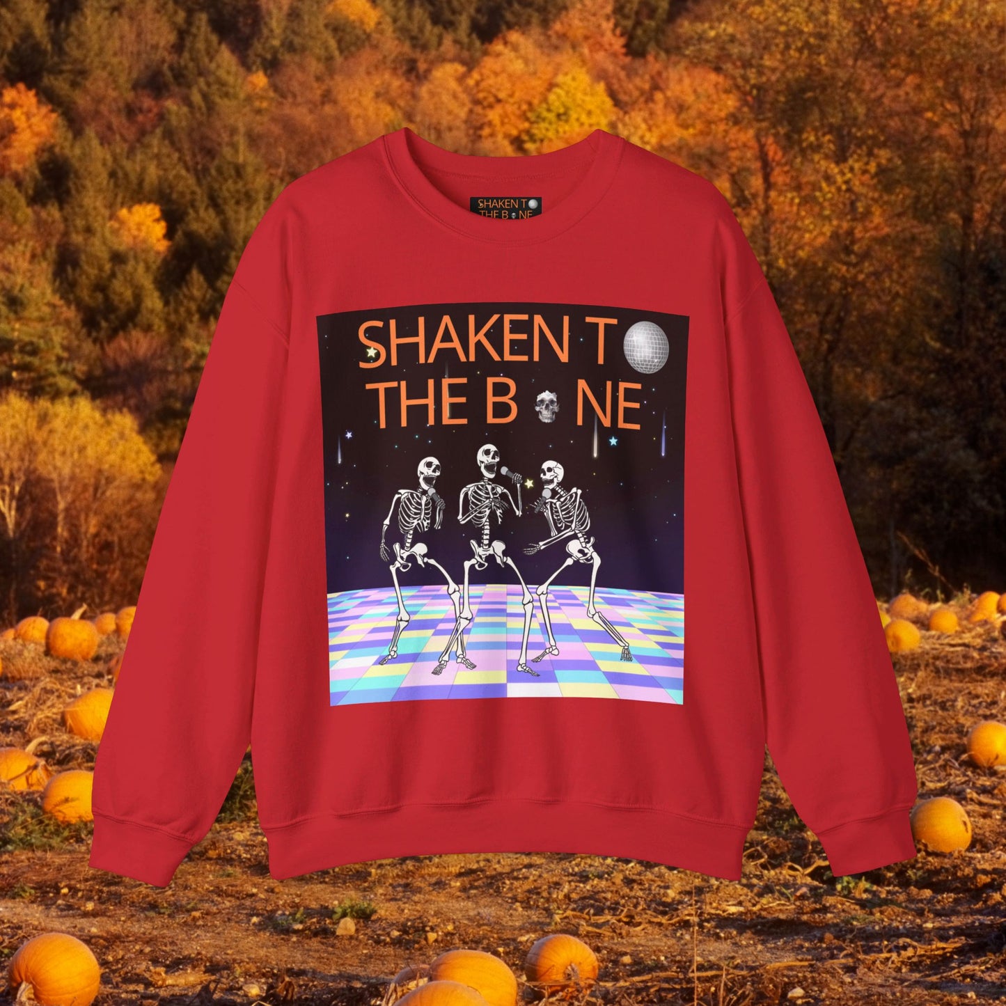 Skeleton Party Crewneck Sweatshirt - Festive Halloween Dance Floor Unisex Heavy Blend