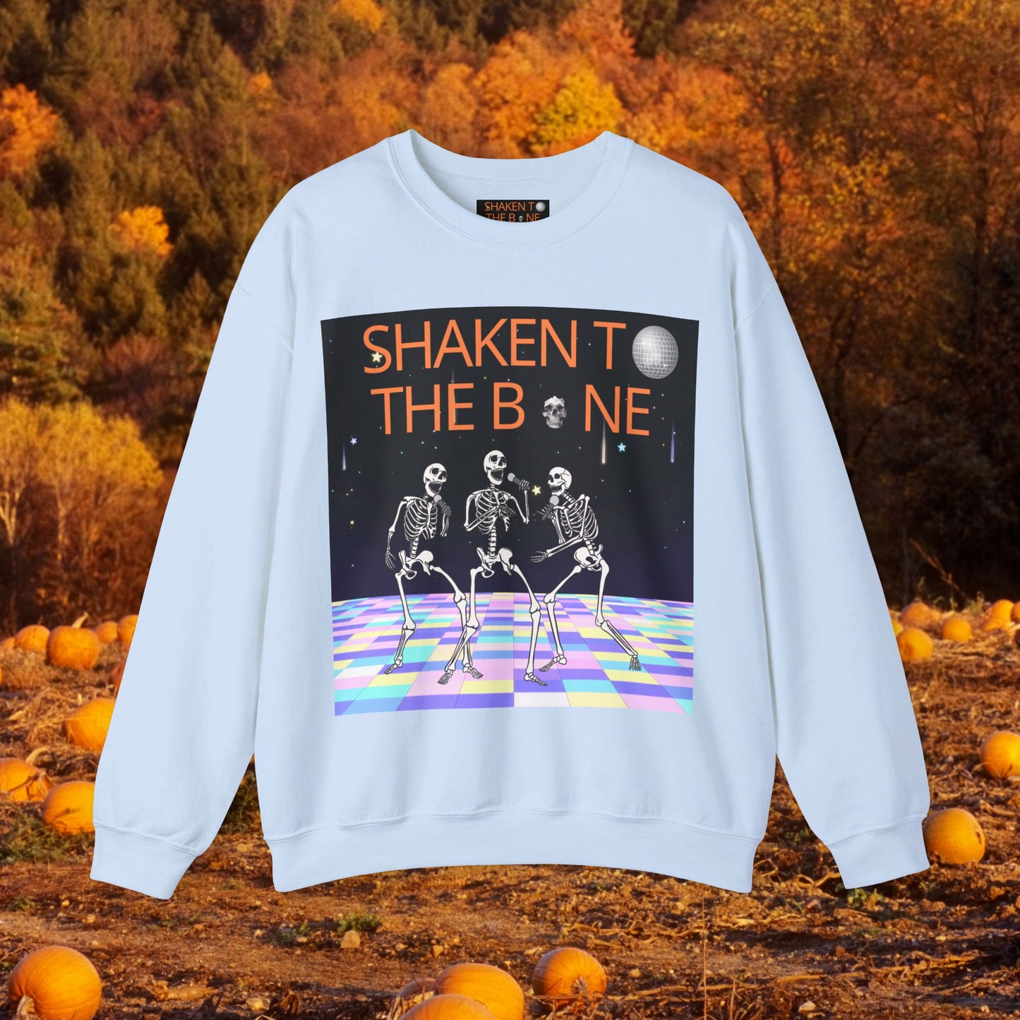 Skeleton Party Crewneck Sweatshirt - Festive Halloween Dance Floor Unisex Heavy Blend