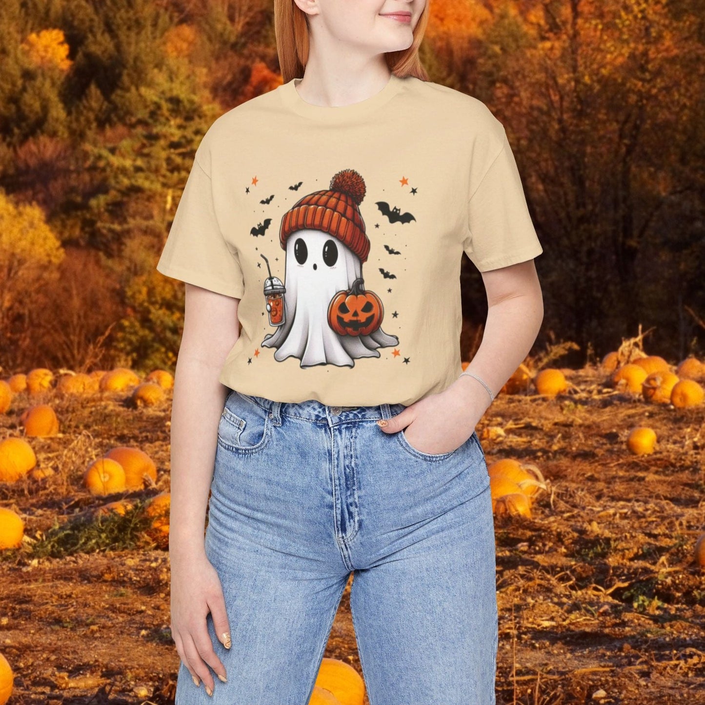 Ghostly Unisex Tee - Cute Halloween Short Sleeve Shirt