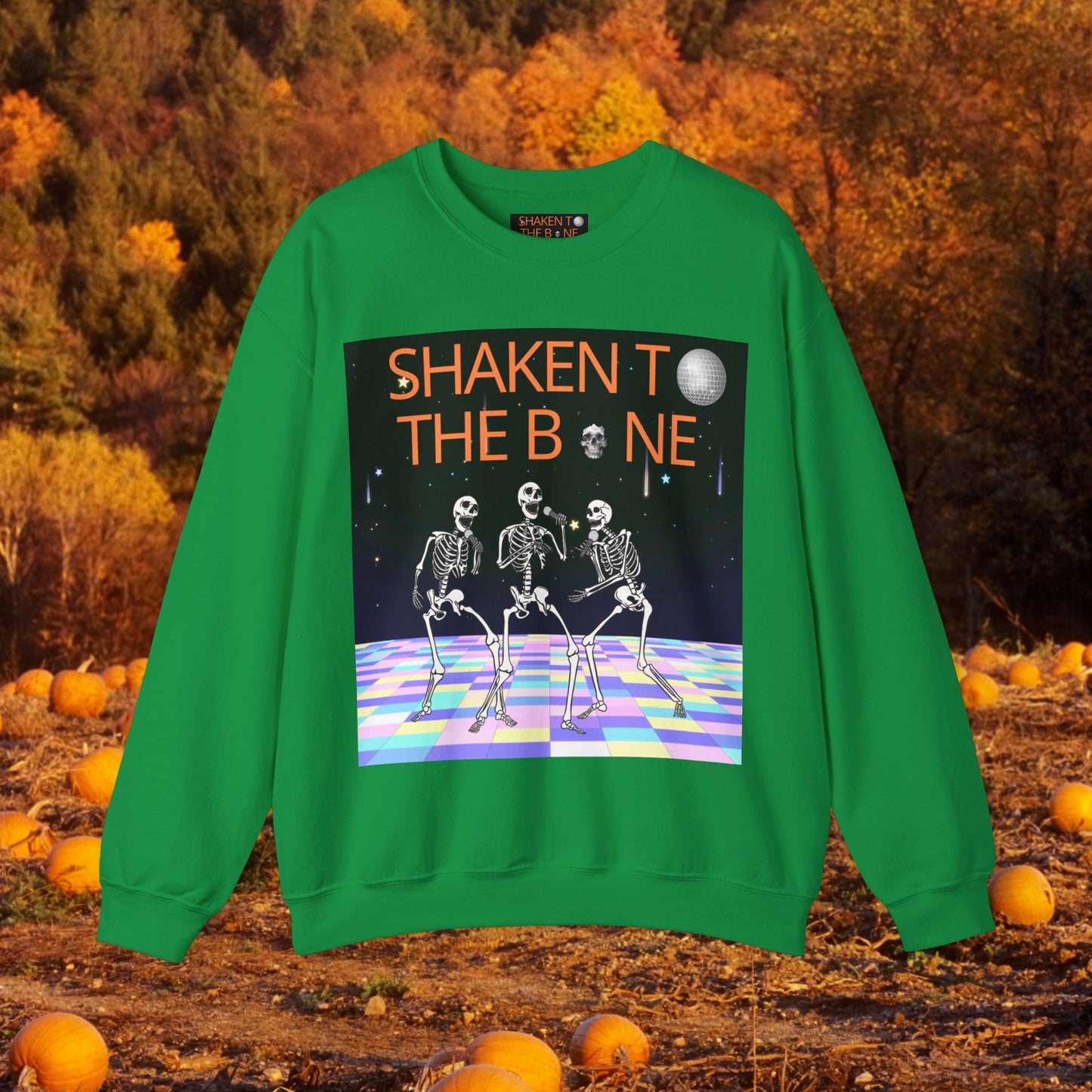 Skeleton Party Crewneck Sweatshirt - Festive Halloween Dance Floor Unisex Heavy Blend