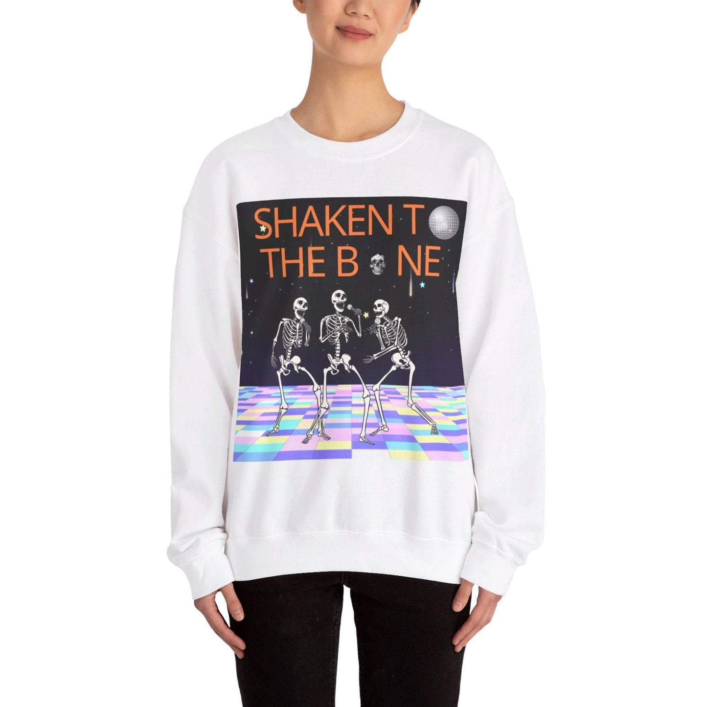 Skeleton Party Crewneck Sweatshirt - Festive Halloween Dance Floor Unisex Heavy Blend