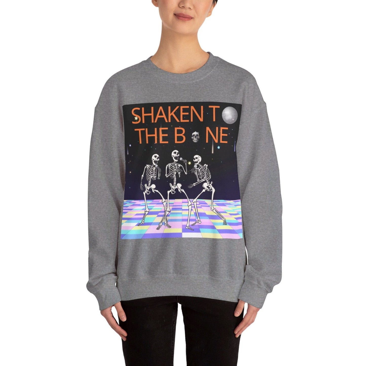 Skeleton Party Crewneck Sweatshirt - Festive Halloween Dance Floor Unisex Heavy Blend