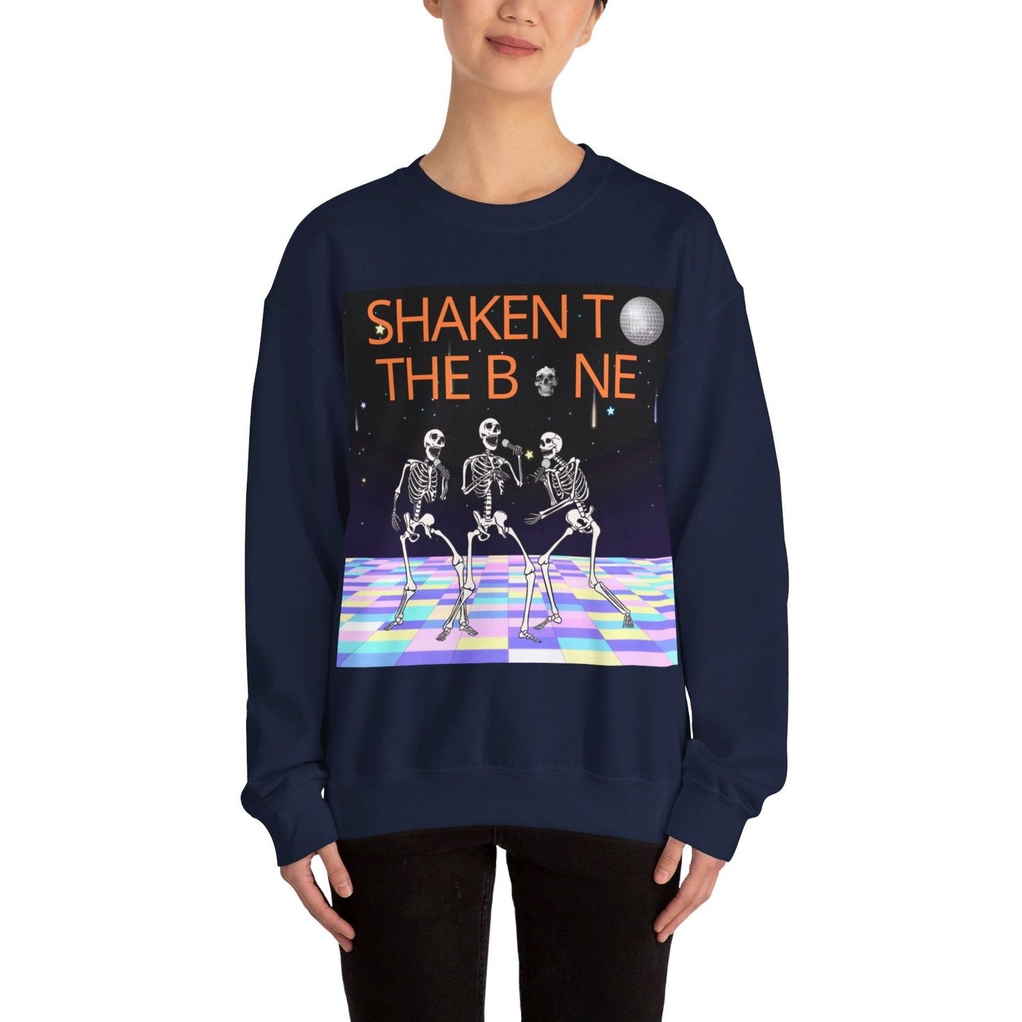 Skeleton Party Crewneck Sweatshirt - Festive Halloween Dance Floor Unisex Heavy Blend