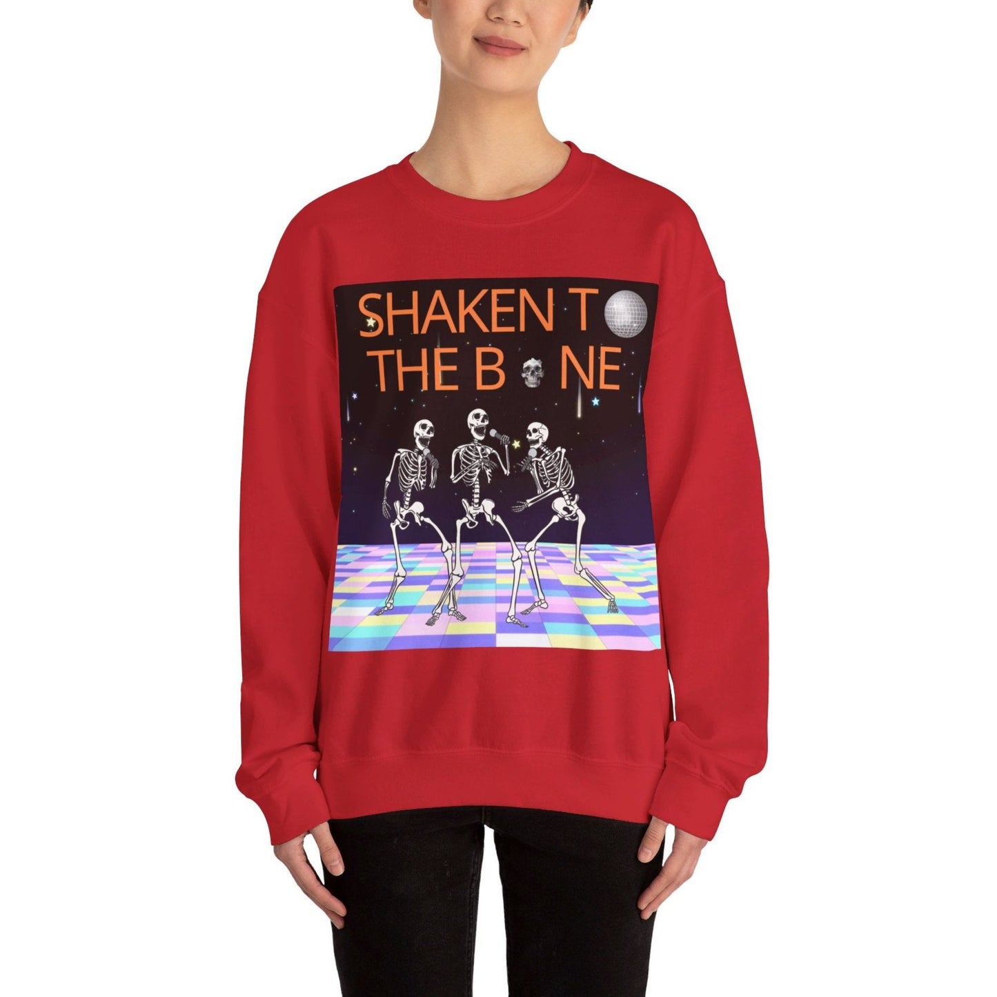 Skeleton Party Crewneck Sweatshirt - Festive Halloween Dance Floor Unisex Heavy Blend