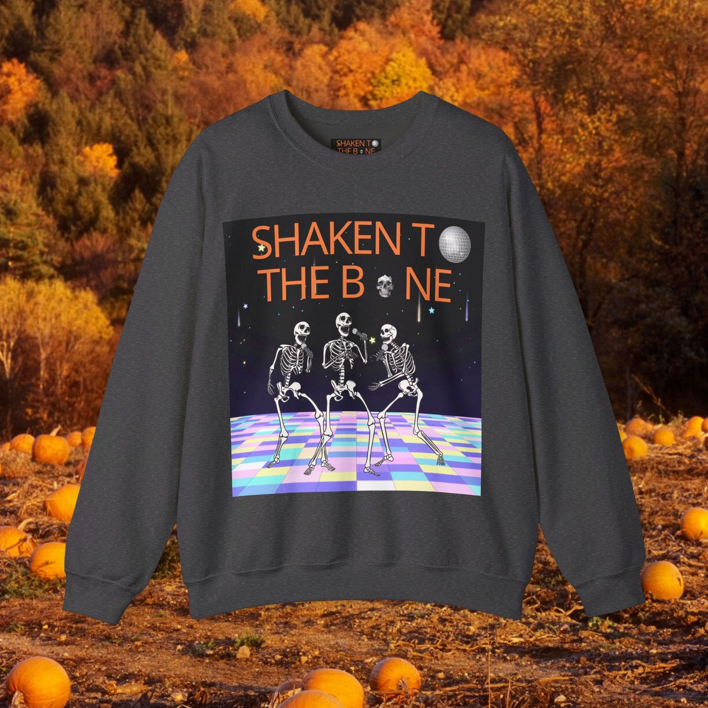 Skeleton Party Crewneck Sweatshirt - Festive Halloween Dance Floor Unisex Heavy Blend