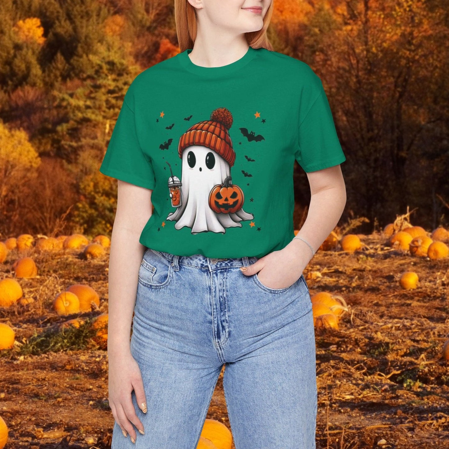 Ghostly Unisex Tee - Cute Halloween Short Sleeve Shirt