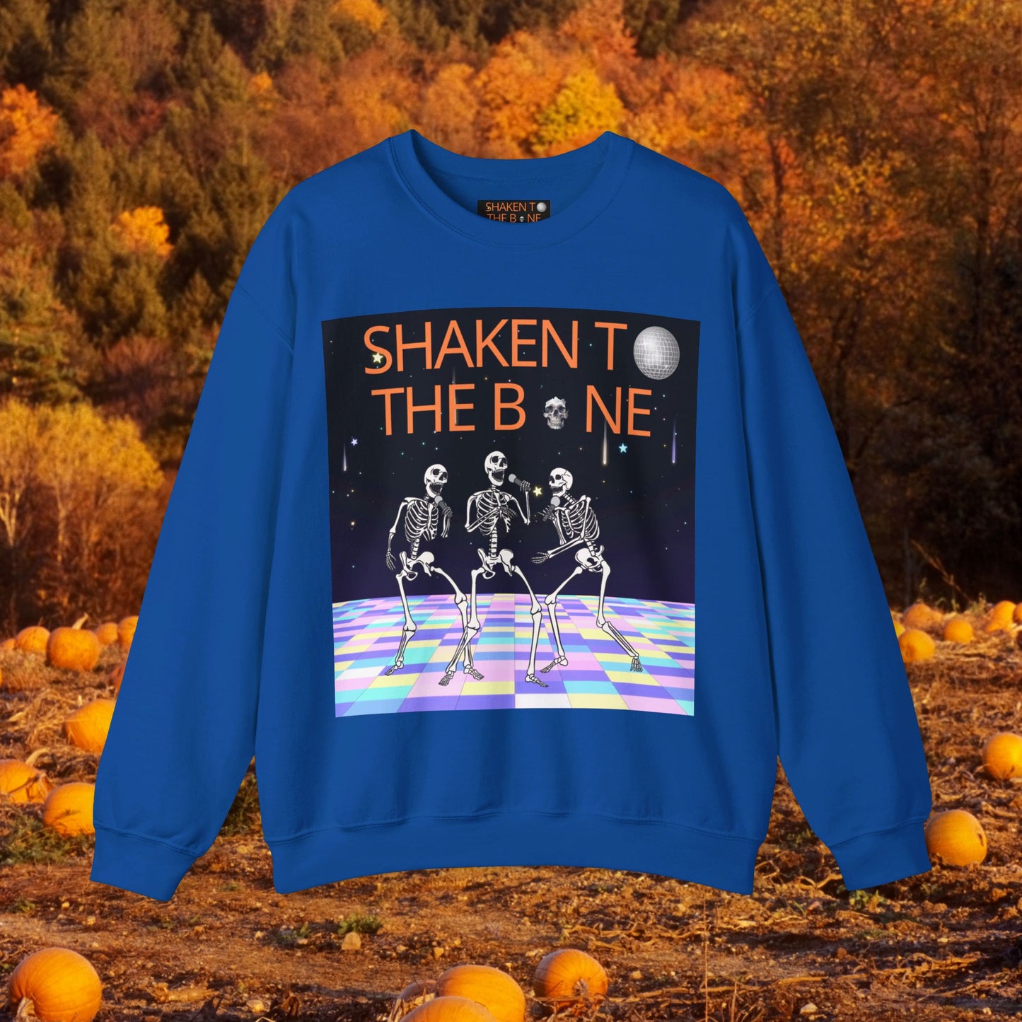 Skeleton Party Crewneck Sweatshirt - Festive Halloween Dance Floor Unisex Heavy Blend