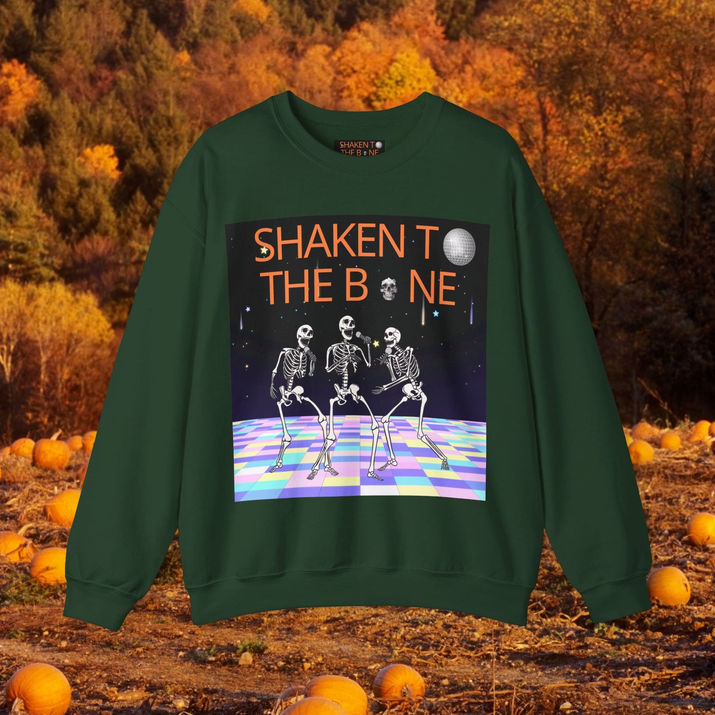 Skeleton Party Crewneck Sweatshirt - Festive Halloween Dance Floor Unisex Heavy Blend