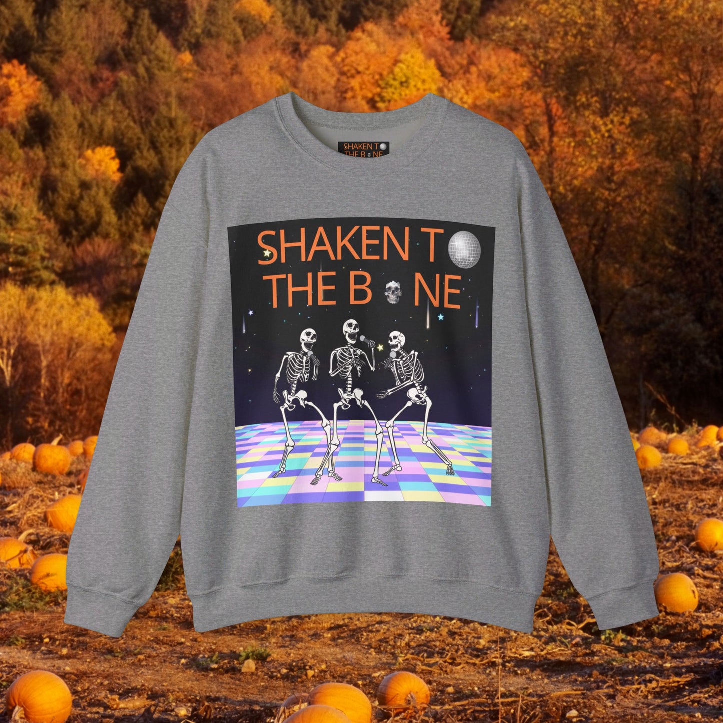 Skeleton Party Crewneck Sweatshirt - Festive Halloween Dance Floor Unisex Heavy Blend