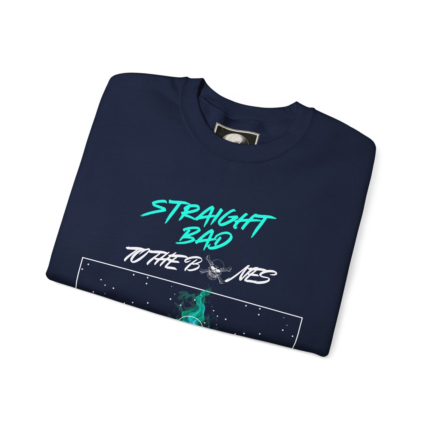 Straight Bad To The Bones Crewneck Sweatshirt-Cyan