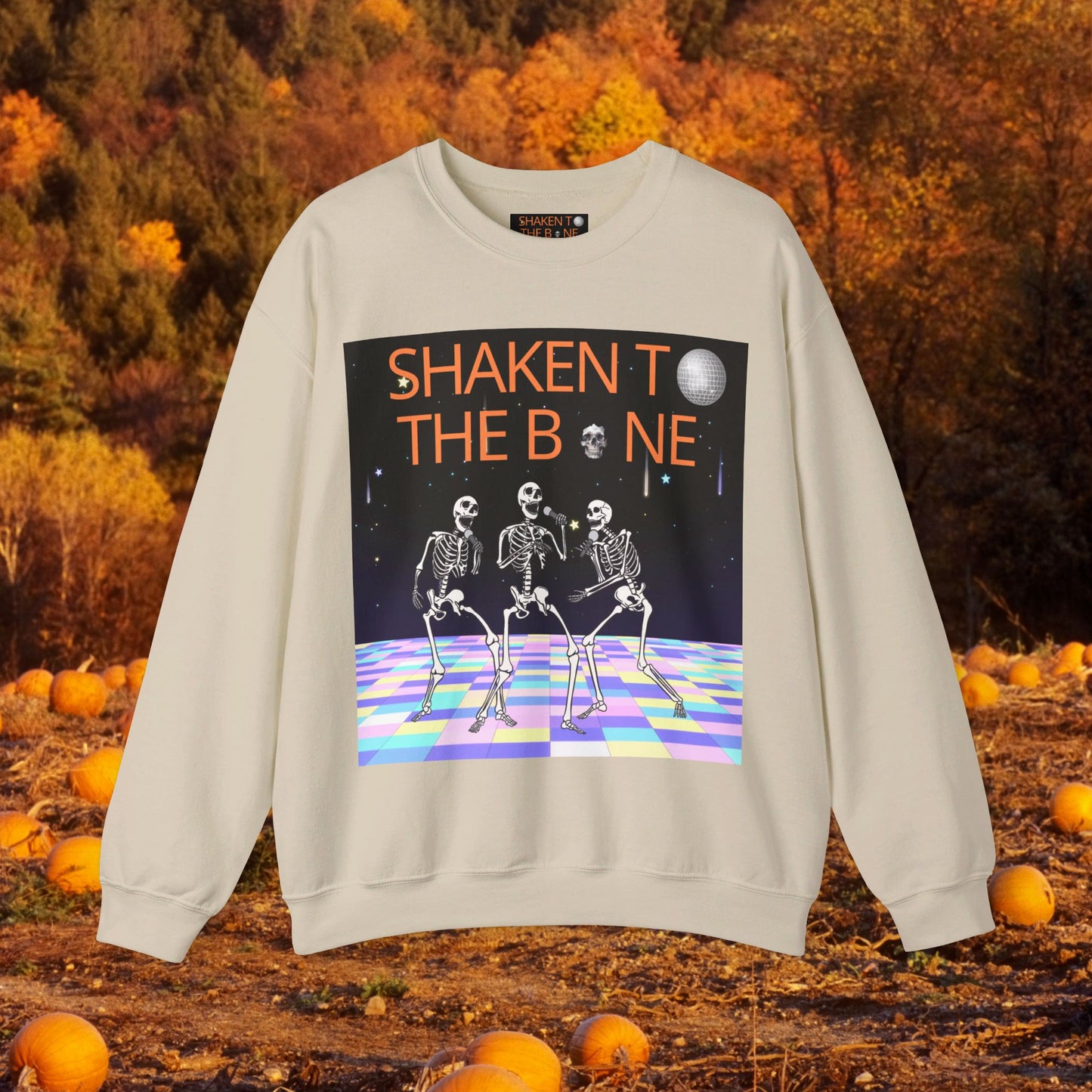 Skeleton Party Crewneck Sweatshirt - Festive Halloween Dance Floor Unisex Heavy Blend