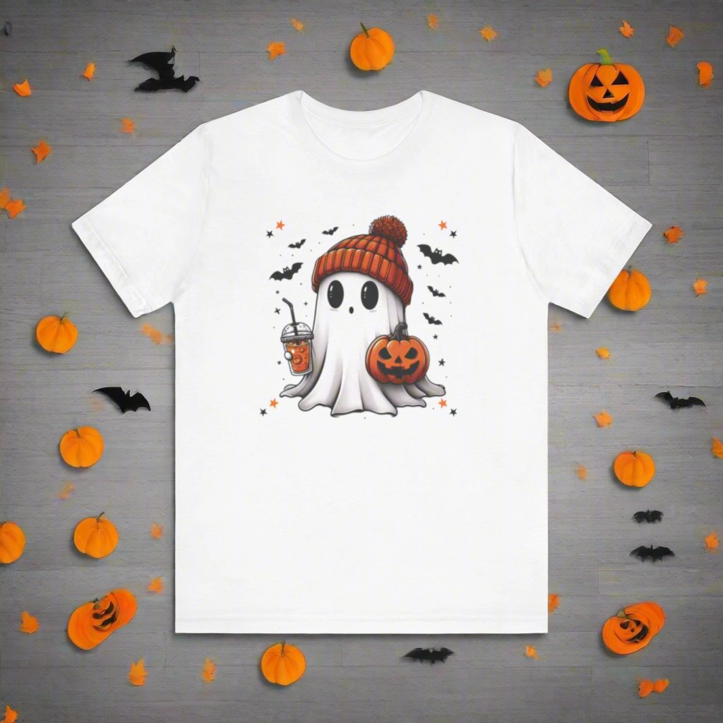 Ghostly Unisex Tee - Cute Halloween Short Sleeve Shirt