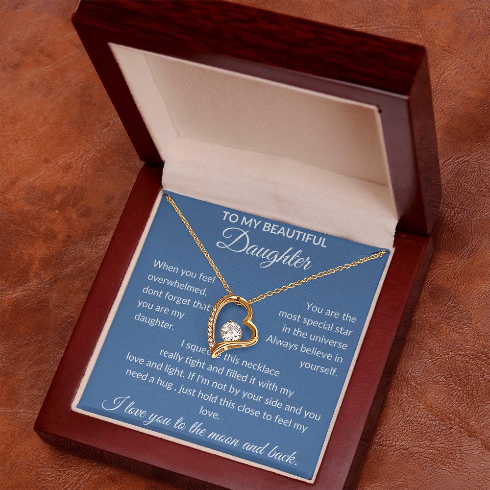 To My Beautiful Daughter | Forever Love Necklace | Blue Background