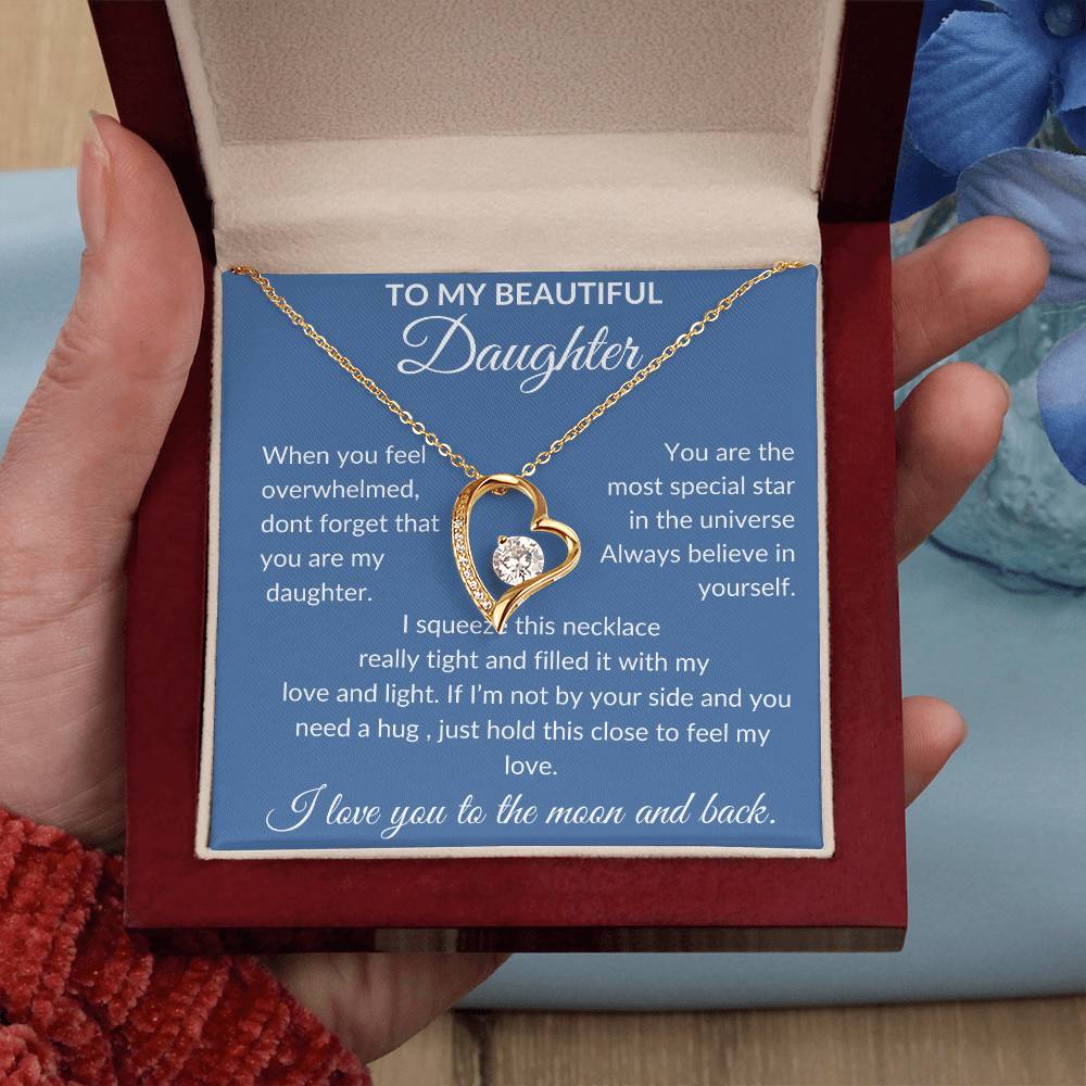 To My Beautiful Daughter | Forever Love Necklace | Blue Background