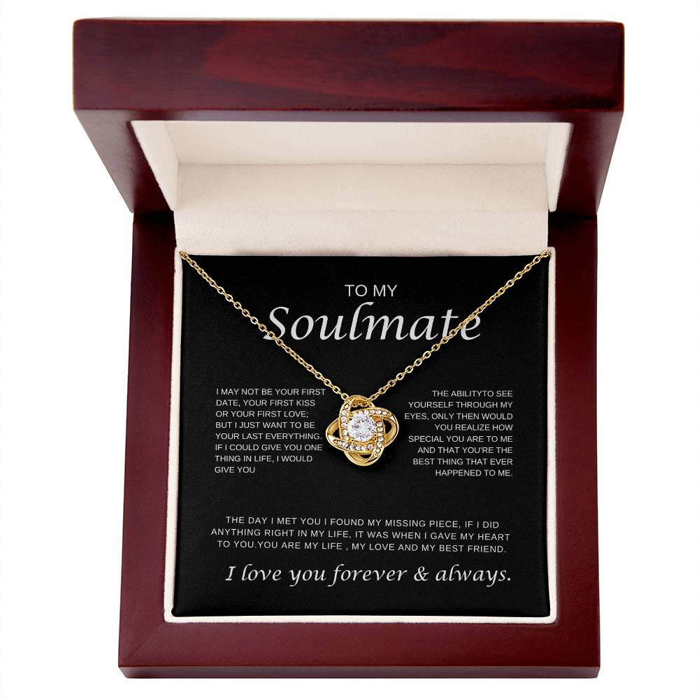 To My Soulmate /  Love Knot Necklace with Message Card / Christmas Gift