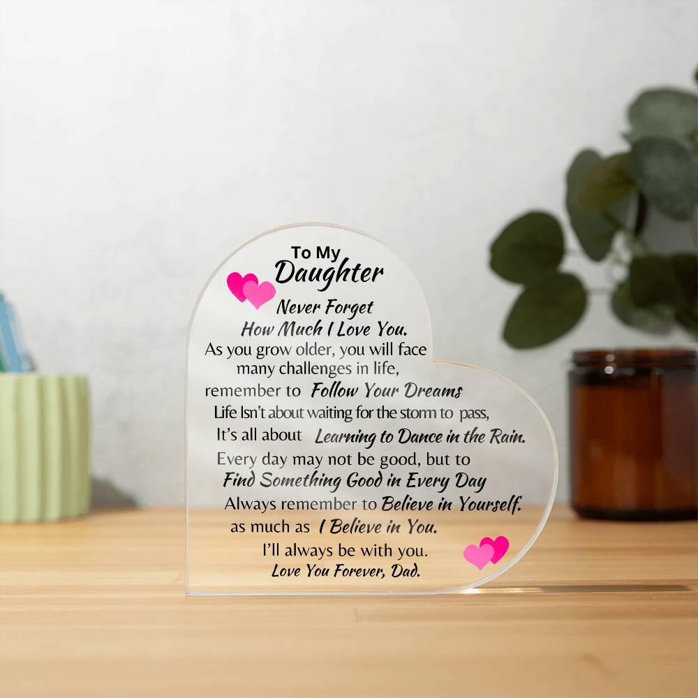 To My Daughter | Acrylic Plaque | Hearts | Love Dad