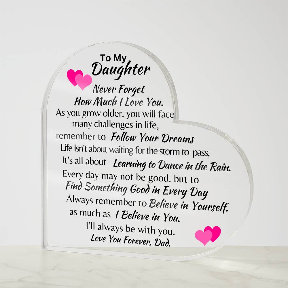 To My Daughter | Acrylic Plaque | Hearts | Love Dad