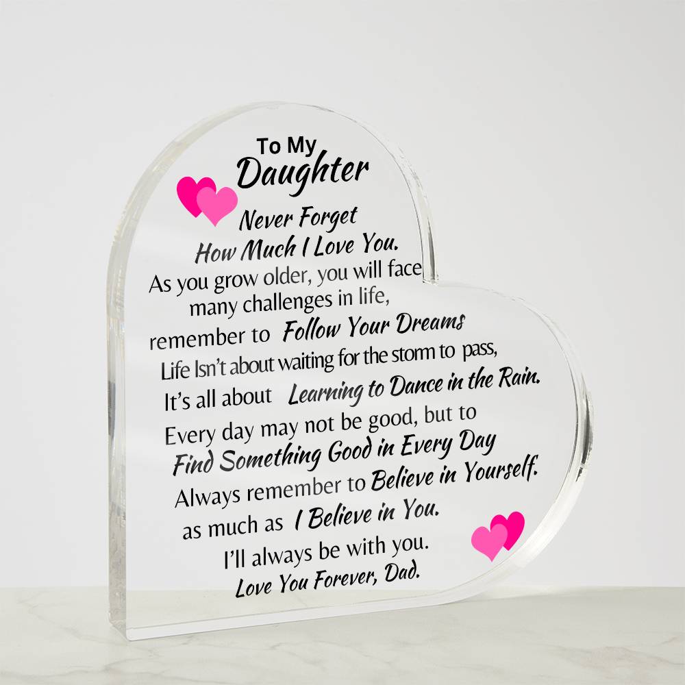 To My Daughter | Acrylic Plaque | Hearts | Love Dad