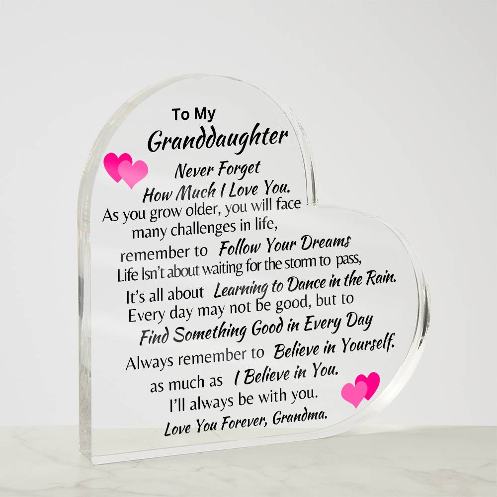 To My Granddaughter | Acrylic Plaque | Hearts | Love Grandma