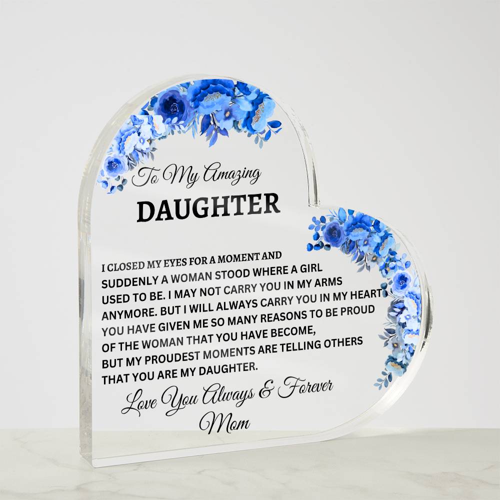 To My Amazing Daughter | Beautiful Blue Flower Acrylic Plaque