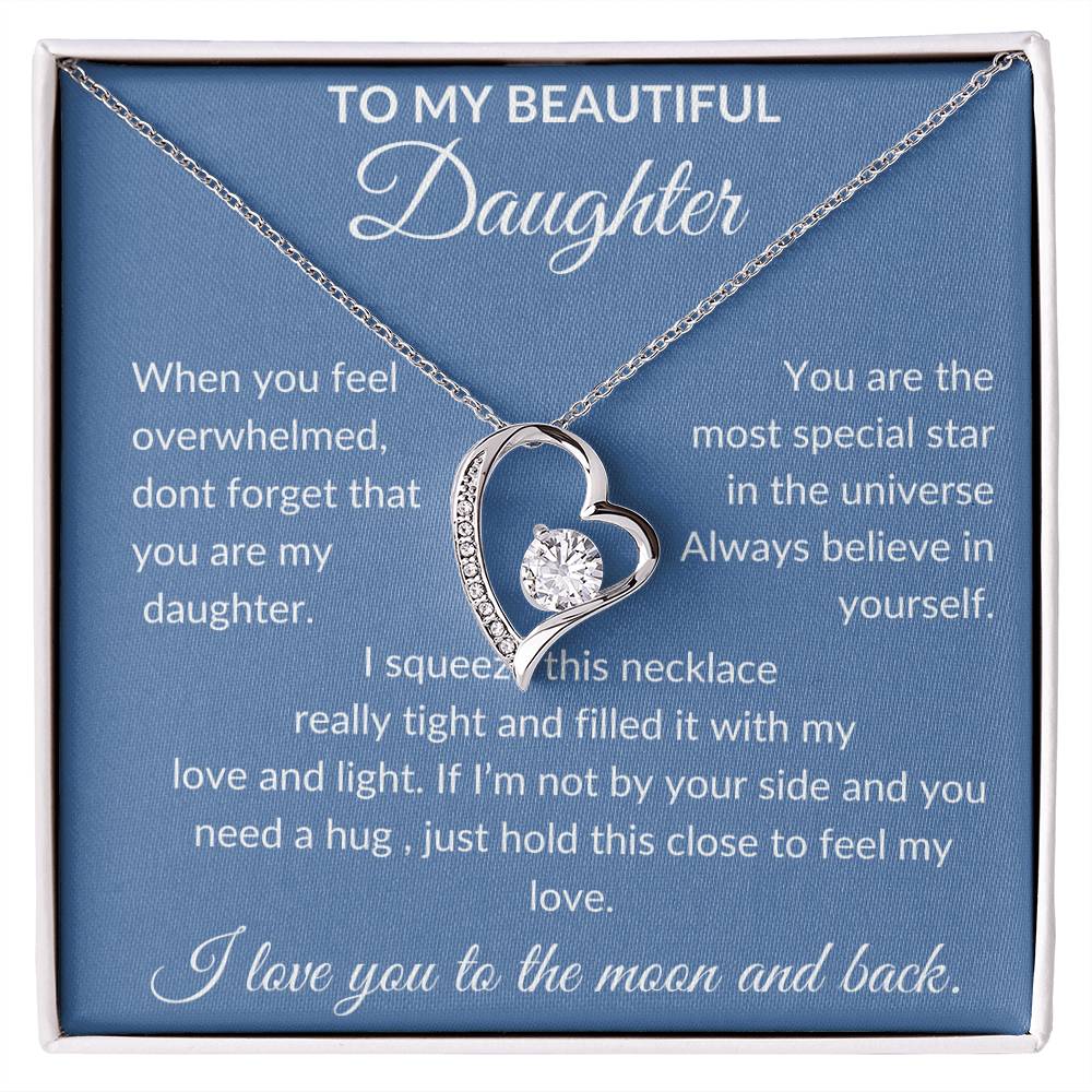 To My Beautiful Daughter | Forever Love Necklace | Blue Background