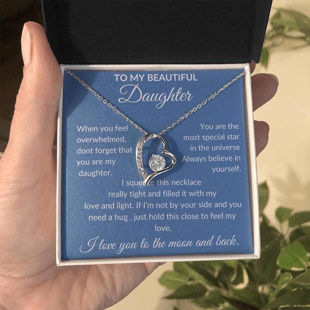 To My Beautiful Daughter | Forever Love Necklace | Blue Background