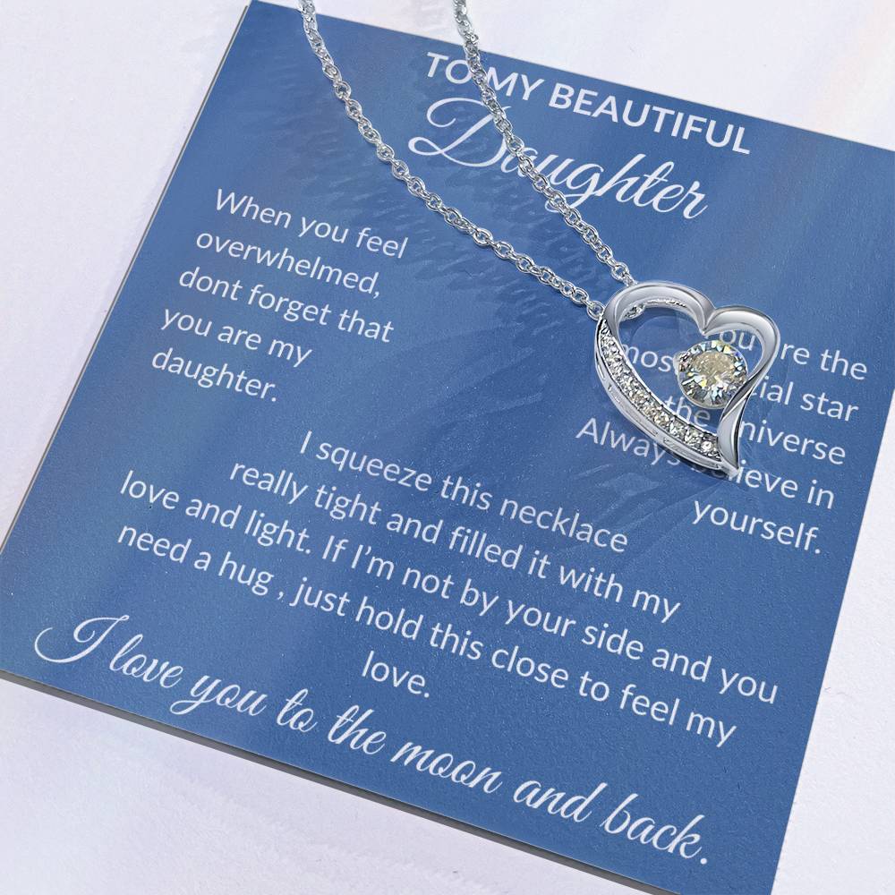 To My Beautiful Daughter | Forever Love Necklace | Blue Background