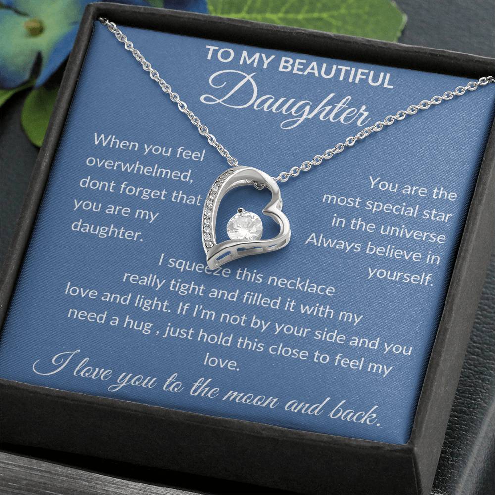 To My Beautiful Daughter | Forever Love Necklace | Blue Background