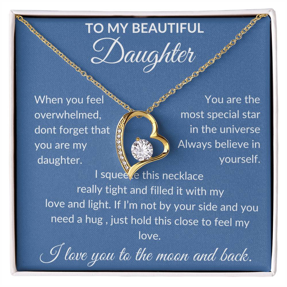 To My Beautiful Daughter | Forever Love Necklace | Blue Background