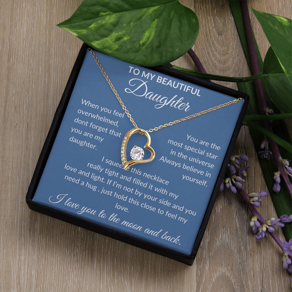 To My Beautiful Daughter | Forever Love Necklace | Blue Background